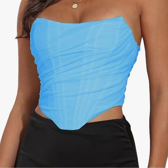 Amazon | Tops | Modegal Womens Vintage Strapless Open Back Boned Mesh Bustier Zip Back Corset